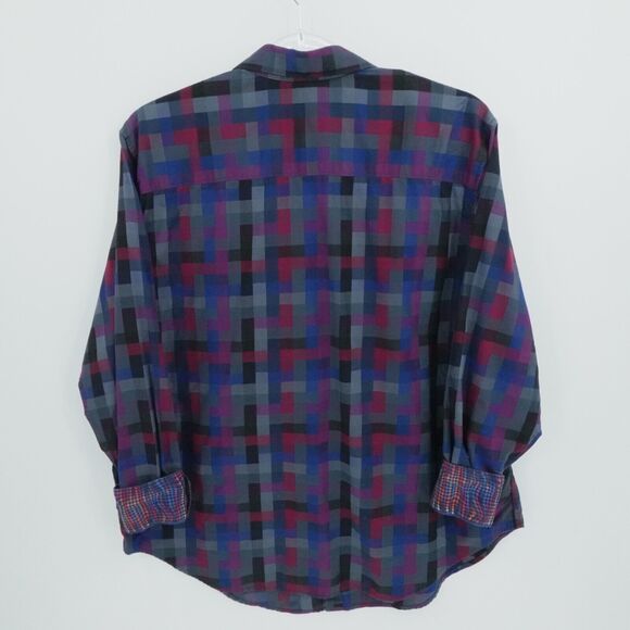 RObert Graham Shirt Mens XL Gray Geometric Flip Cuff Preppy Casual Office Button - Picture 3 of 15